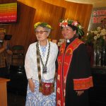 Retired Korean missionary Mrs Han with Ngudradrekai Presbytery Moderator Rev Deresai