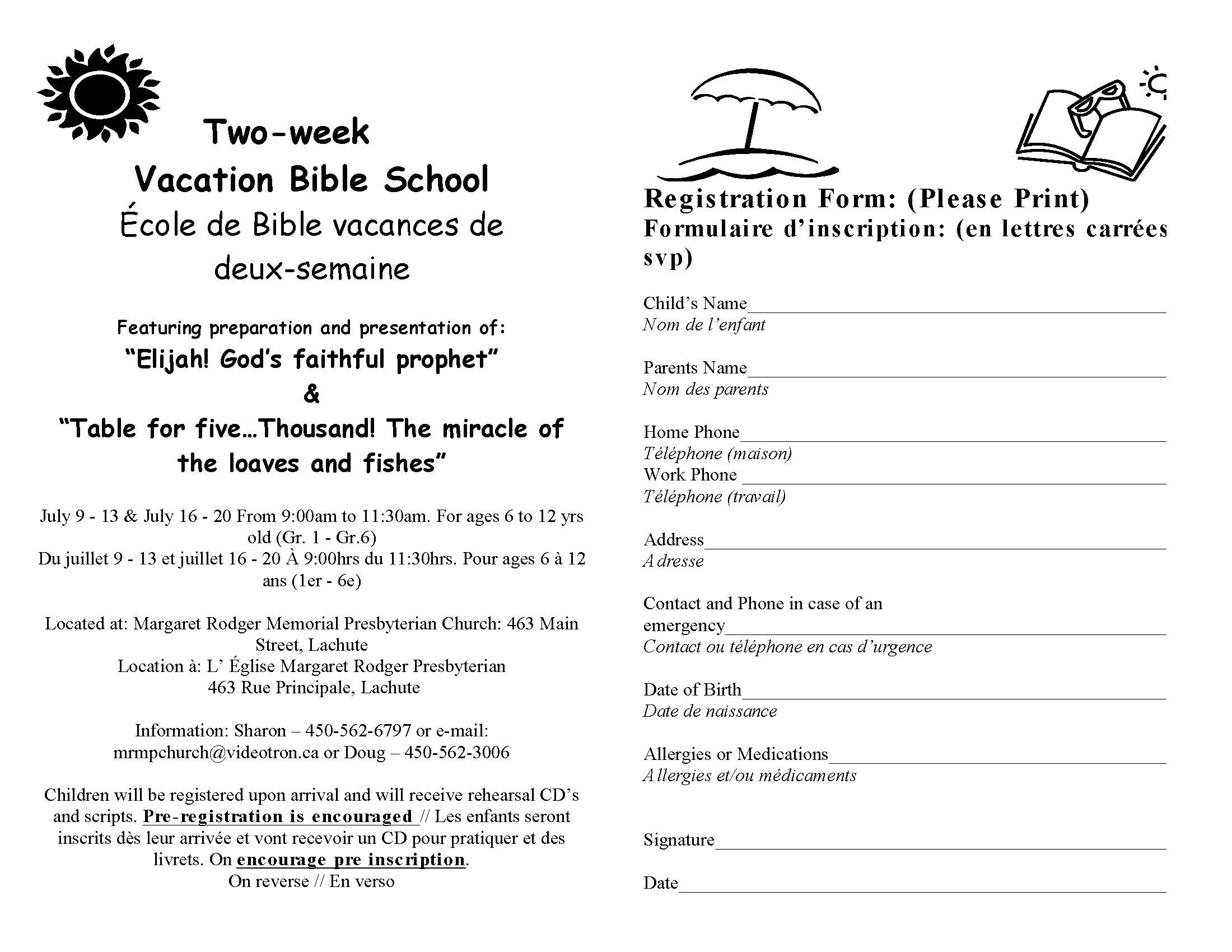 Vacation Bible School Info And Online Registration Form Margaret Rodger Memorial Presbyterian 2001