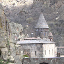 Partially carved out of a mountain, the monastery of Geghard, in Armenia, was first built in 1215.