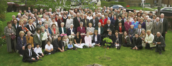 The congregation of First Hungarian gather on the church lawn on Pentecost 2005. Click to enlarge.