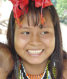 The National Indigenous Organization in Colombia works with indigenous groups, helping them assert their rights. A young indigenous girl is pictured in a region where the group is active.