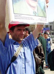James Loney, before his abduction, in downtown Baghdad advocating for detainees. Photos: www.cpt.org