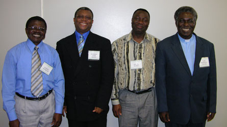 From left, Samuel Danquah, of the Ghanaian Montreal congregation, Herbert Anim Opong, assembly clerk of The Presbyterian Church of Ghana, Enoch Pobee, of the Toronto congregation and Yaw Frimpong-Manso, moderator of the Ghanaian Church.