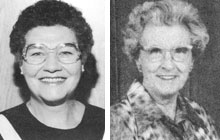 Joan McInnis (left), St. Andrew's Presbyterian Church, Arthur, Ont., and Wyn Thomas (right), of Fallingbrook Presbyterian Church, Scarborough, Ont., were both ordained as elders on July 3, 1966.