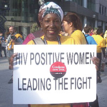 Andrena Ingram at a rally for positive women in Toronto