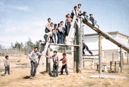 Playground, Cecilia Jeffrey School, c.1957. Photo - courtesy of Presbyterian Church in Canada archives