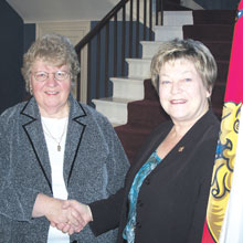 The Honourable Barbara A. Hagerman, Prince Edward Island's Lieutenant Governor with Moderator, Wilma Welsh.