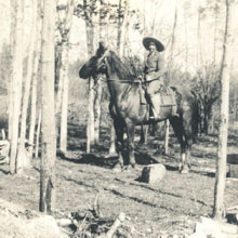 Dr. Margaret Strang on horseback, Peace River District, c.1930s. Photo - PCC Archives