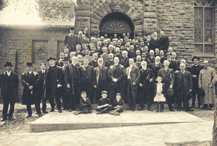 A distinguished-looking group infront of St. Andrew's, Prescott, Ont. (no date). Photo - PCC Archives