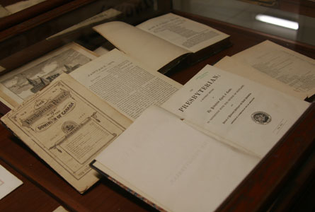 The museum features old copies of the Record (like this one from 1877), as well as its predecessors, and extensive personal collections from former missionaries. Photo - Amy MacLachlan