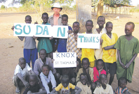 Angus McKenzie is humbled by these grateful Sudanese. Photo - courtesy of Angus McKenzie