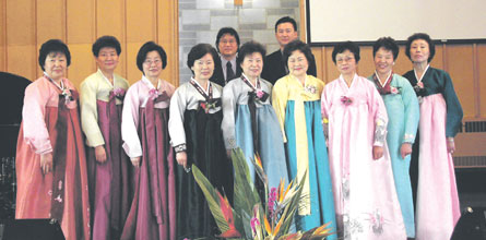 The congregation of St. Timothy's, Toronto, is a close-knit group, enjoying retreats together, and celebrating special events such as Kwonsa installation, where women aged 45 and over are installed as unordained, elected officers who serve the church, especially by visiting infirm members. Photo - courtesy of St. Timothy's, Toronto
