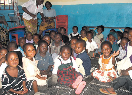 Children at the first Community Based Orphan Care Centre which the group visited and painted.