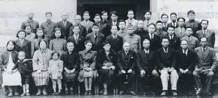 March 7, 1947, G.W. Mackay with the faculty of the Tamsui Middle School.