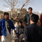 Talking to drought-affected villagers
