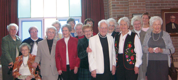 The WMS of First, Port Colborne, Ont., recently organized fundraising for Bricks for Jobat and School Supplies for Eastern Europe. On Mission Sunday the guest speaker was Mary Lou Johnston, in flowered vest, of Dunnville, who described Christian gypsy children in Hungary, the Ukraine and Croatia who can now attend school and have a better chance for a future with the funds that the WMS helped to raise.