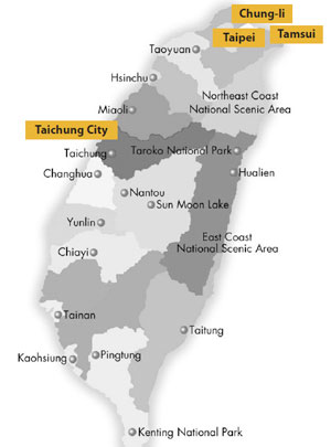 Major locations of Hakka People in Taiwan