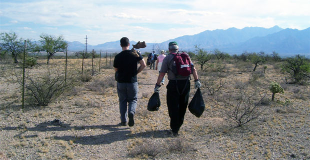 The participants follow in the steps of migrants in the Sonoran Desert