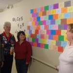 Jobat School fundraiser From our 2008 Christmas Extravaganza, each brick represented a $25 donation to the Youth Hostel in Jobat, India, that is supported by the PCC. Pictured are Hilde Morden, Joan Wagner, Virginia Campbell and Kathy Boose