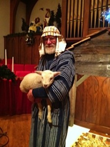 Shepherd and Lamb Christmas Eve 