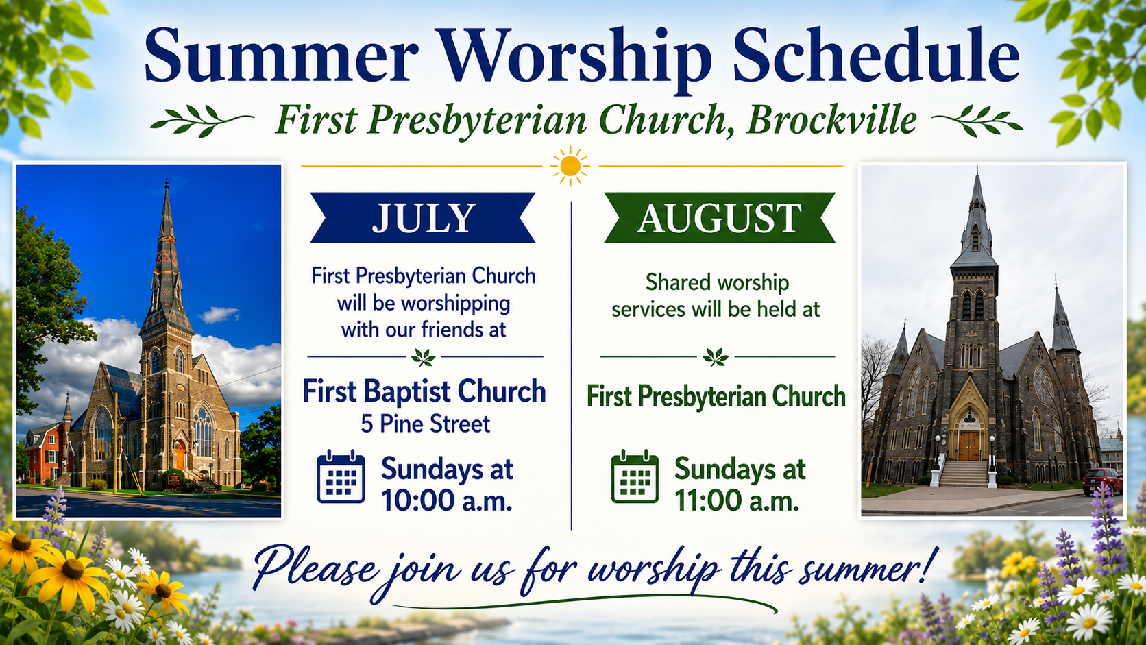 Summer Worship Schedule 2026