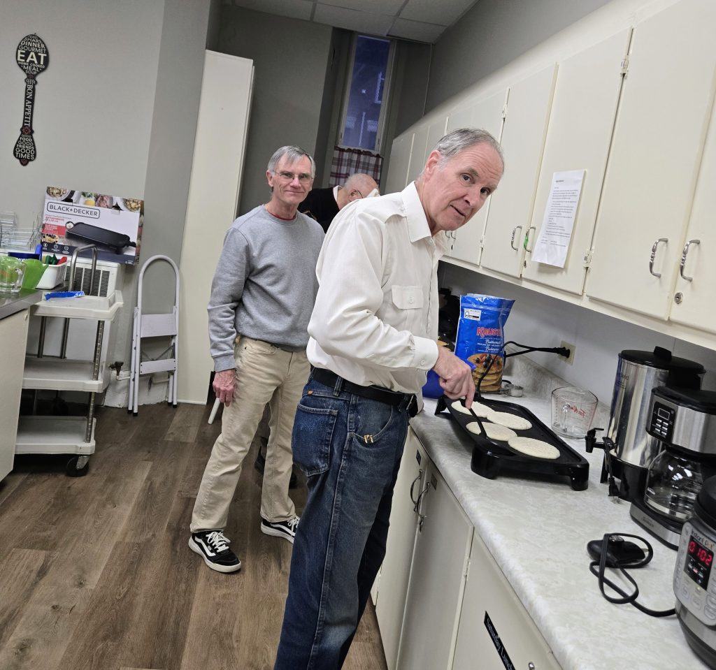 The pancake flippers in action!