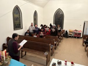 Leading music during the Christmas service